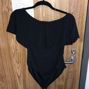 Black off the shoulder bodysuit